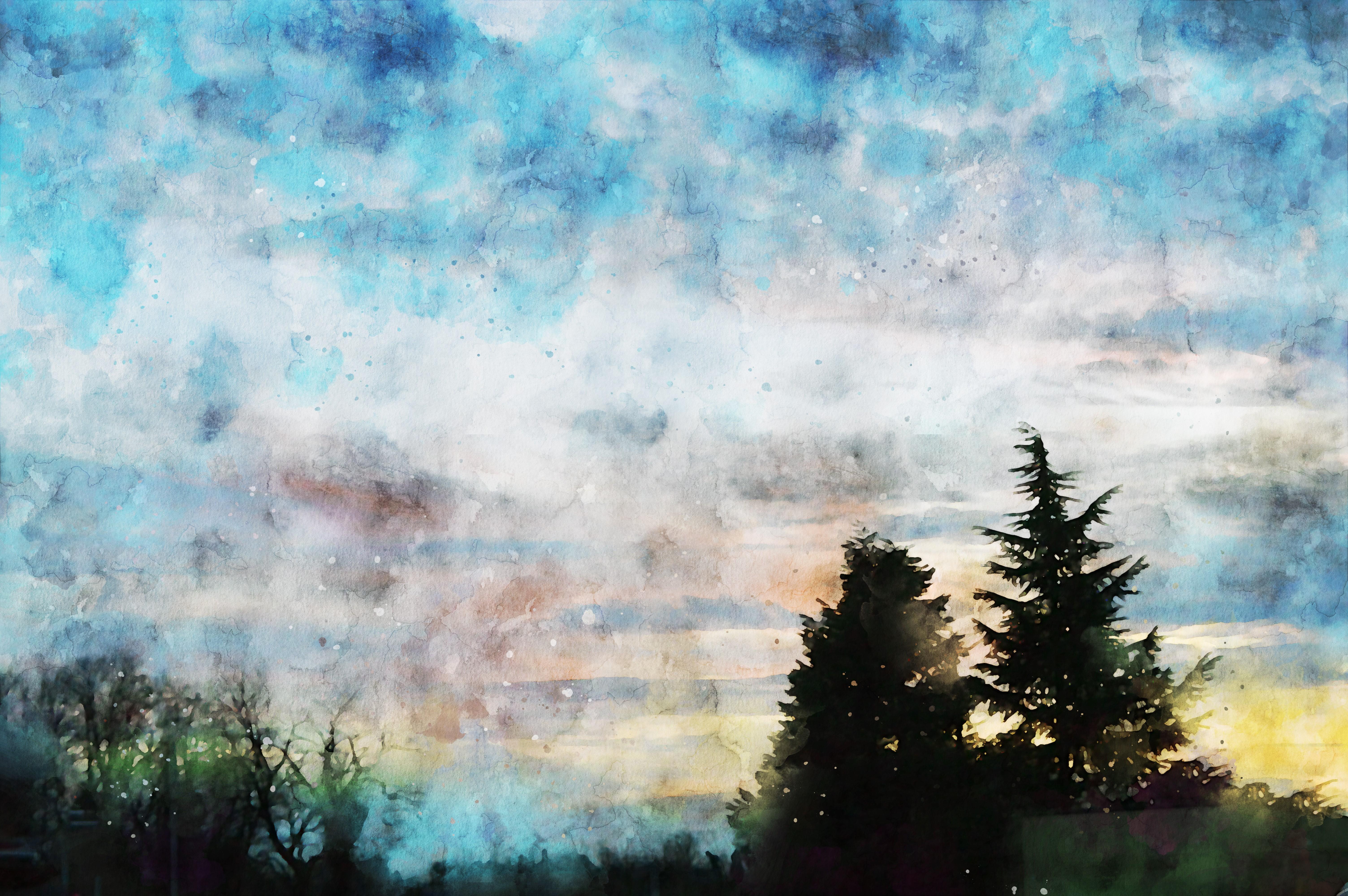 6016x4000 4K, sky, watercolor, nature, artwork, Italy Gallery HD Wallpaper