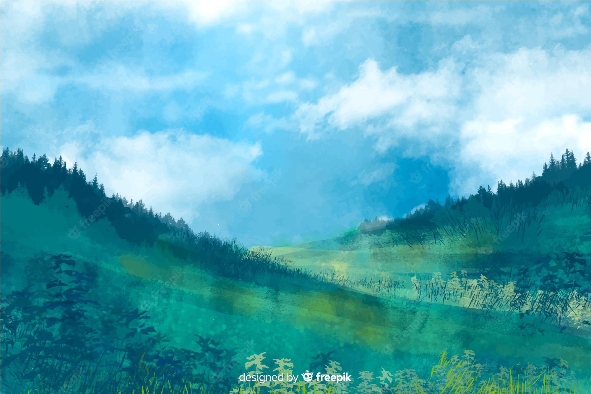 2000x1333 Watercolor Landscape Image