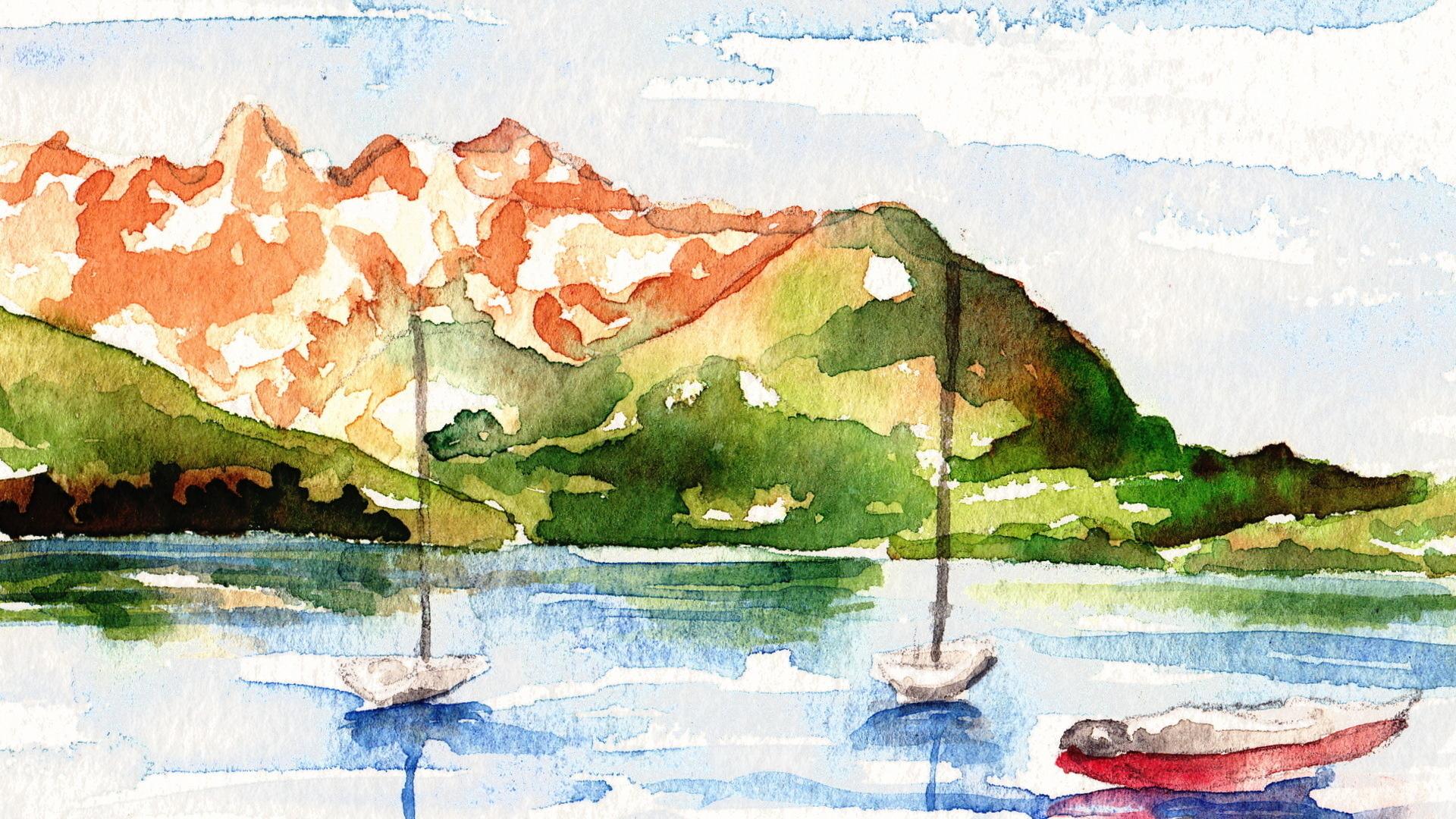 1920x1080 background, watercolor, landscape, style, Painting.me!
