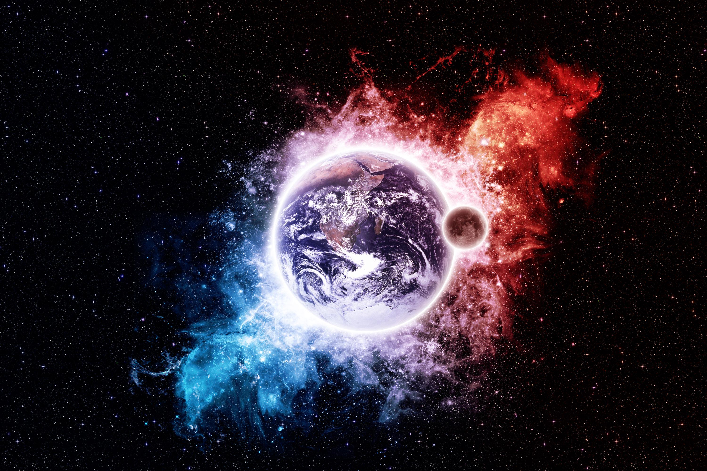 3000x2000 planet, Stars, Moon, Earth Wallpaper HD / Desktop and Mobile Background