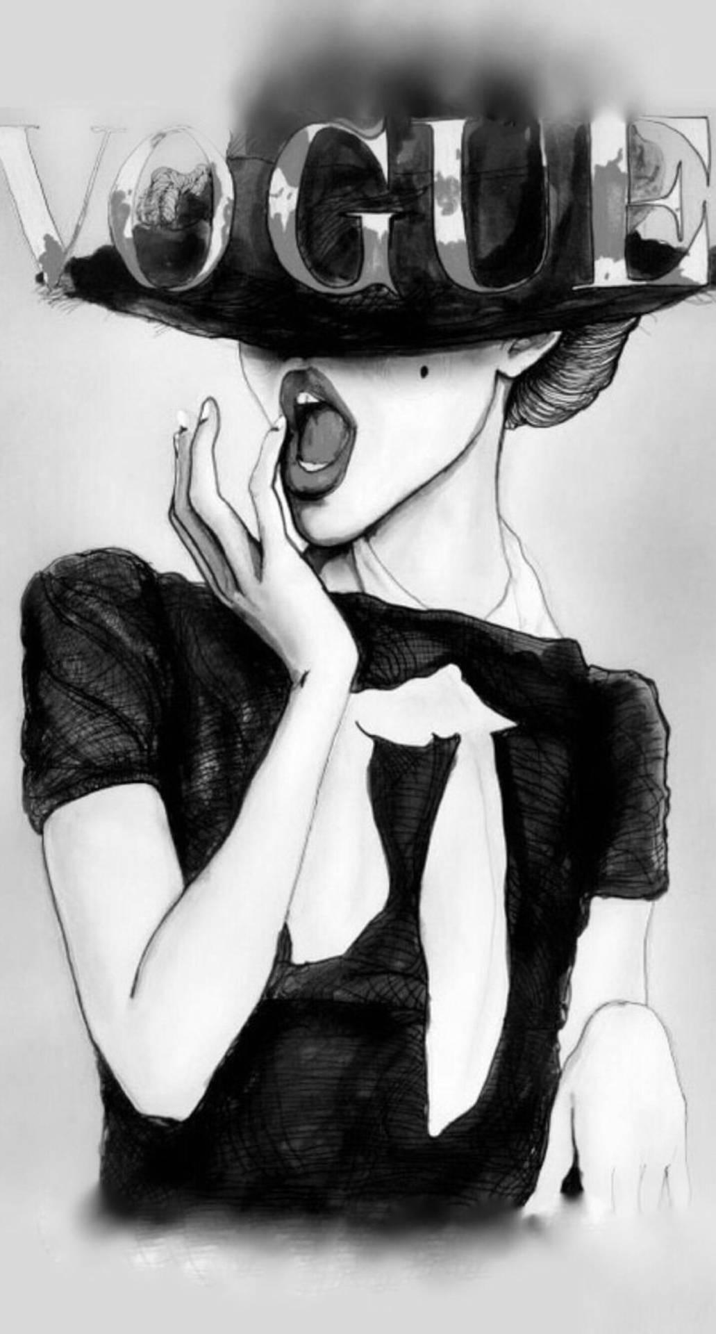 1031x1920 Download Vogue Fashion Sketch Wallpaper