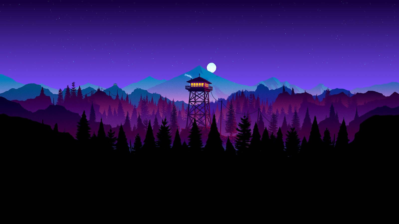 1600x900 Purple Firewatch Wallpaper