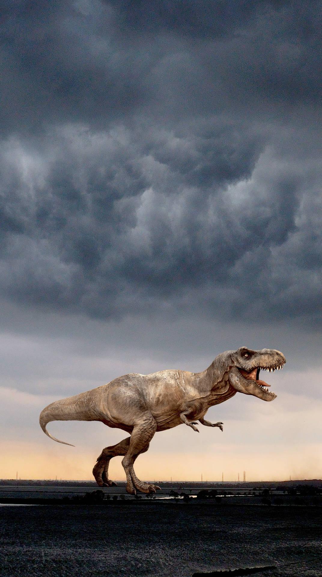1072x1920 Download Jurassic World T Rex Dark Sky Wallpaper