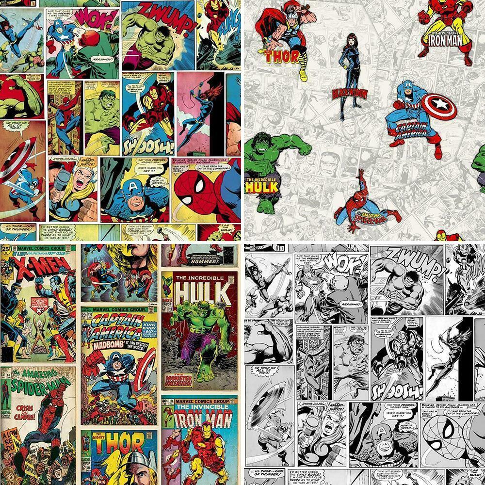 1000x1000 Avengers Marvel Comic Book Strip Wallpaper Hulk Spiderman Multicoloured