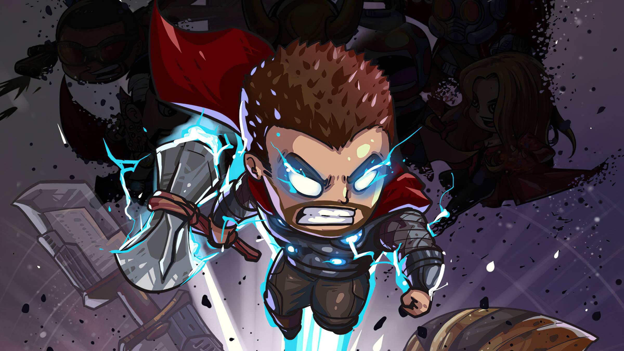 2400x1350 Thor Endgame Cartoon Art 1080P Laptop Full HD Wallpaper, HD Superheroes 4K Wallpaper, Image, Photo and Background