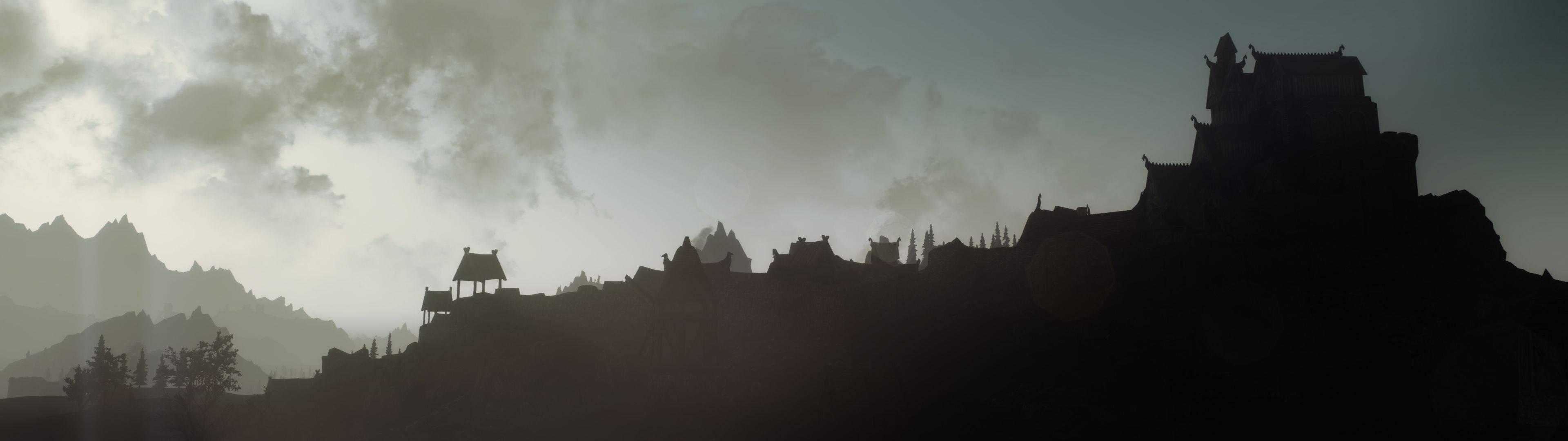 3840x1080 Download Minimalist Skyrim Dual Monitor Wallpaper