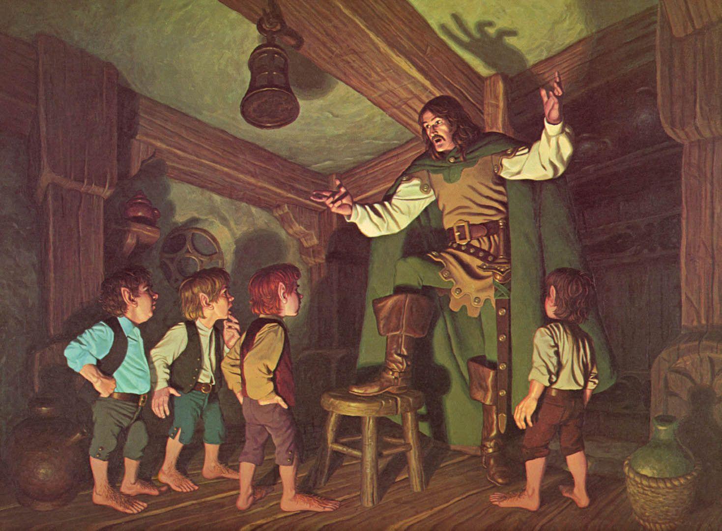 1469x1080 Strider And The Hobbits In The Pub Lord Of The Rings