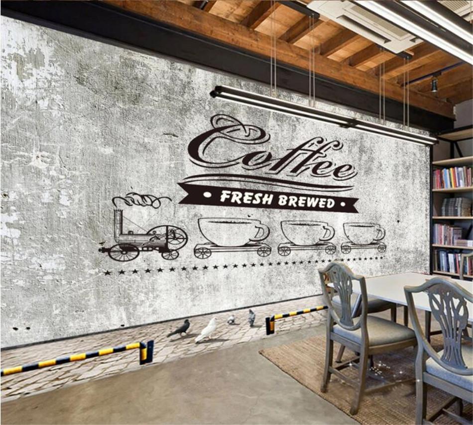 950x854 Retro Nostalgic Cafe Mural Fresh Brewed Coffee Restaurant Wall Paper 3D Coffee Shop Industrial Decor Gray Cement Wallpaper 3D. Wallpaper