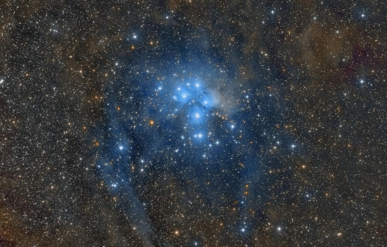 1332x850 Wallpaper space, stars, M Star cluster, Pleiades image for desktop, section космос
