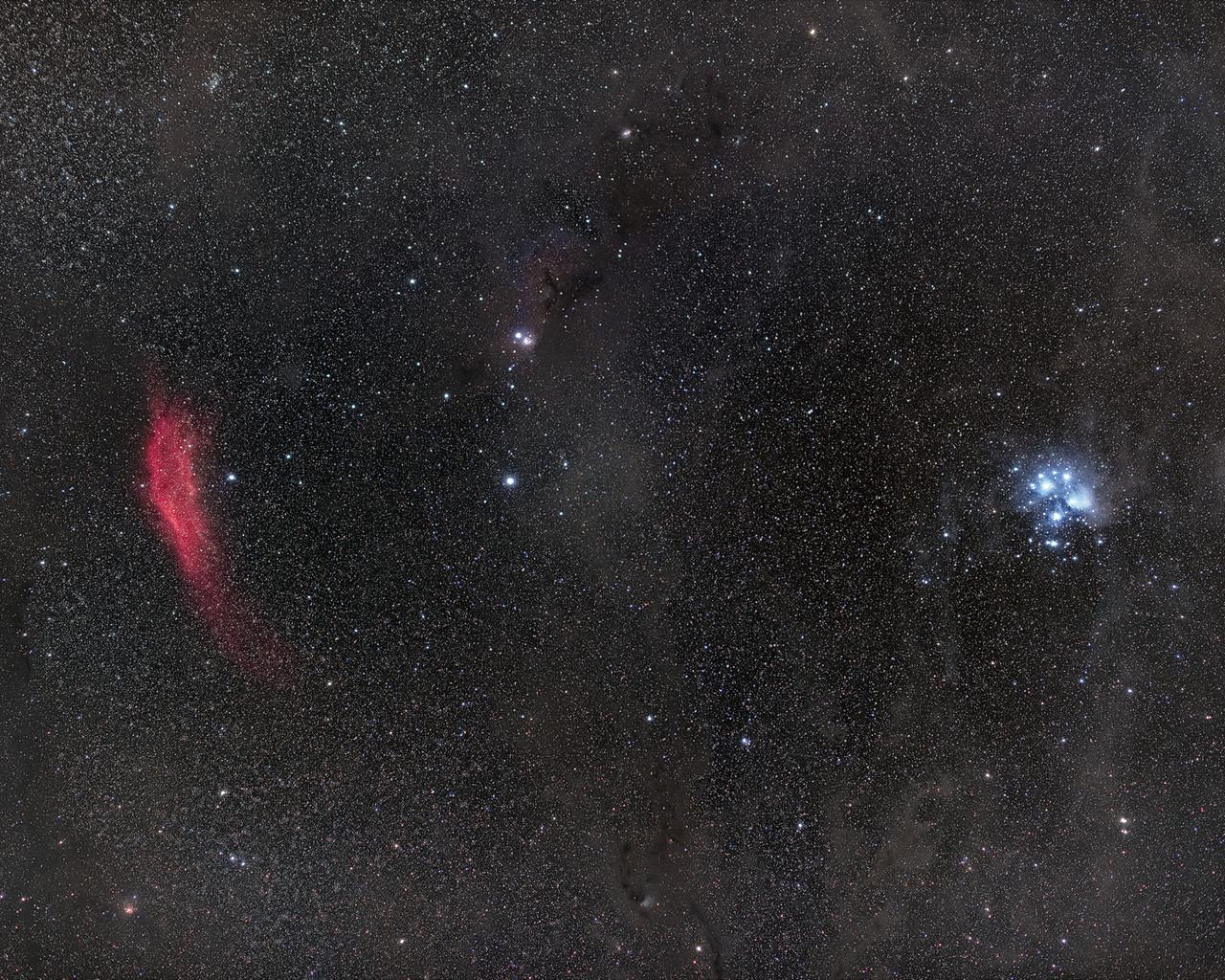 1280x1024 California nebula and the Pleiades. ESO United States