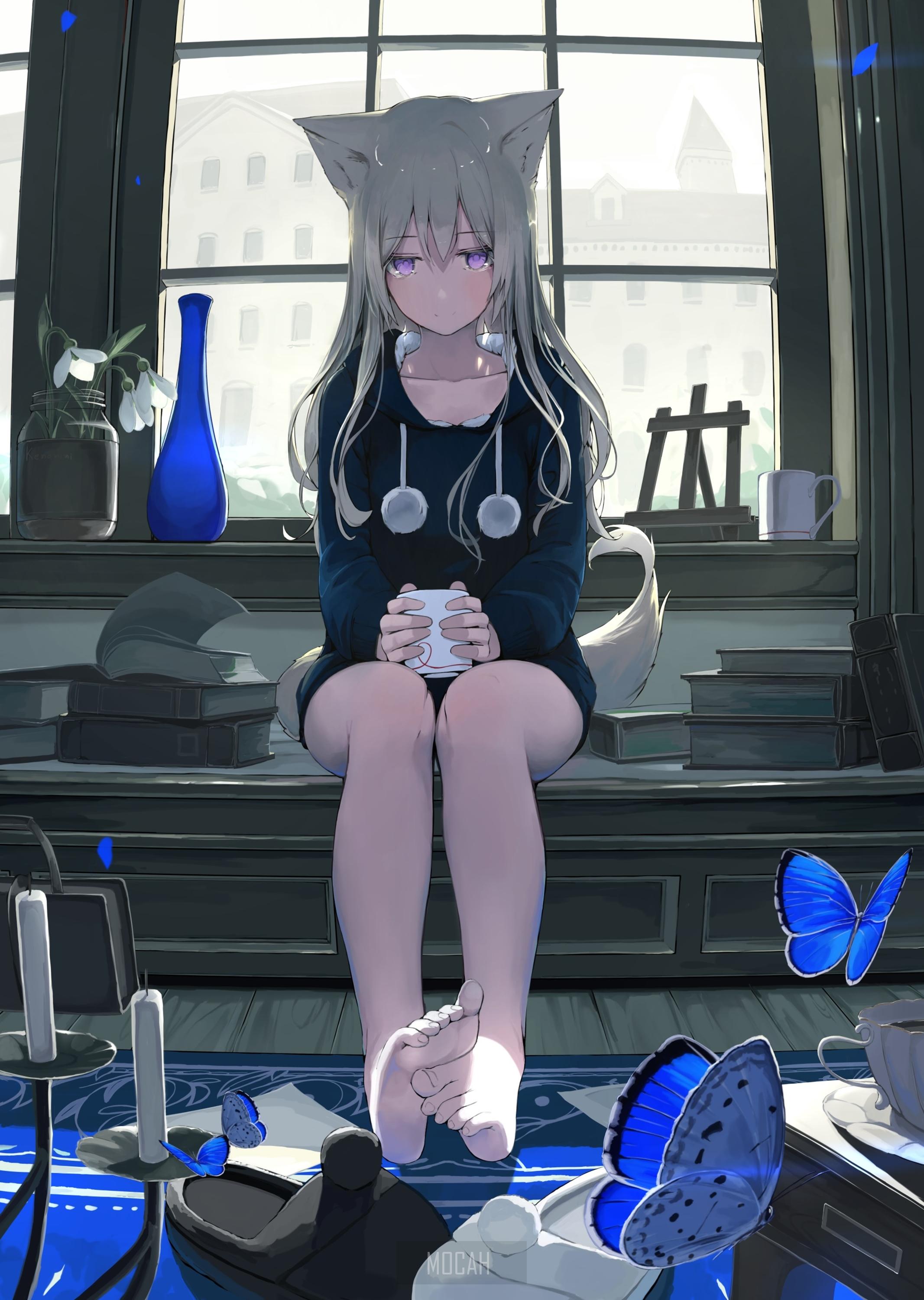 2133x3000 Girl With Cat Ears Wallpaper