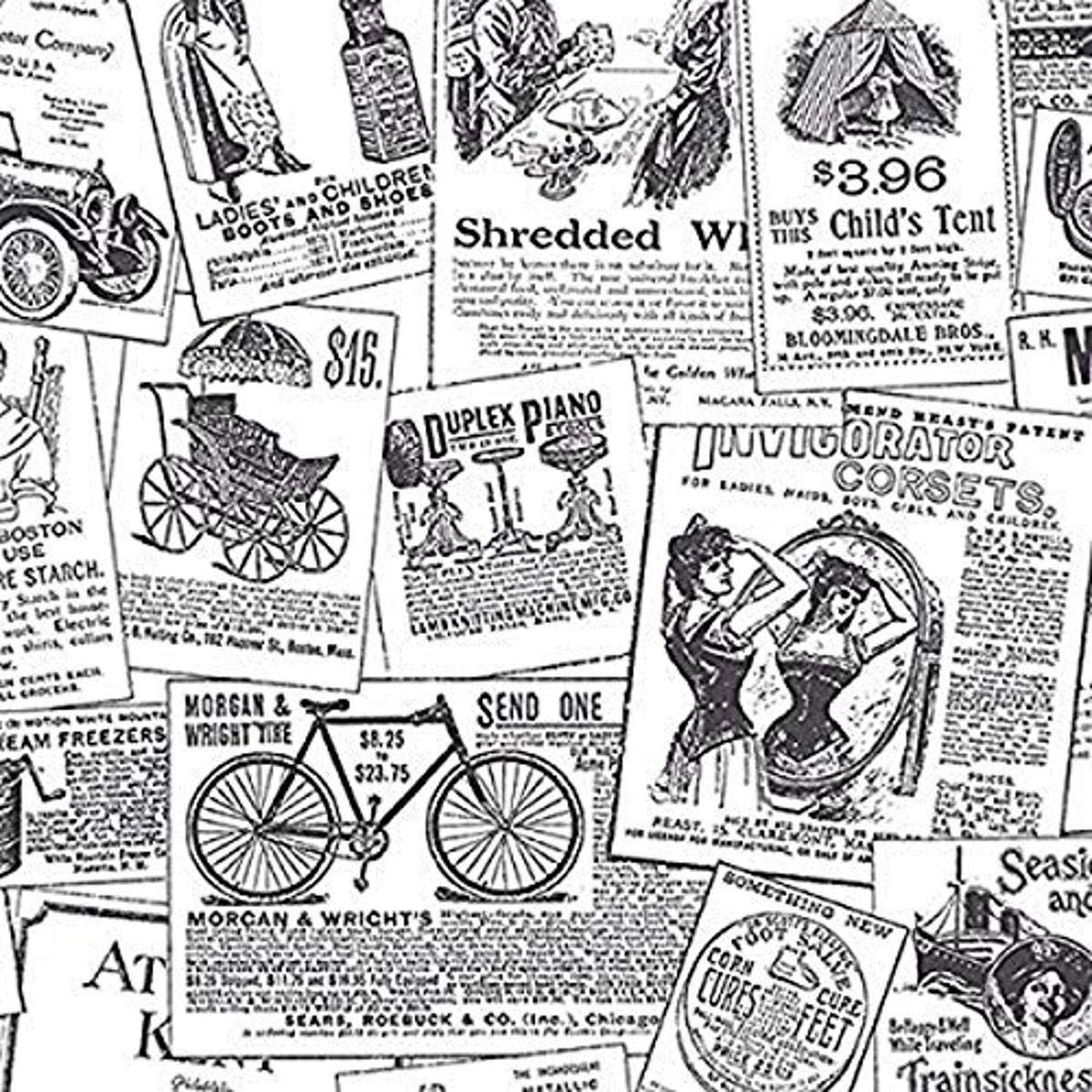 1200x1200 Black and White Vintage Newspaper Print Wallpaper