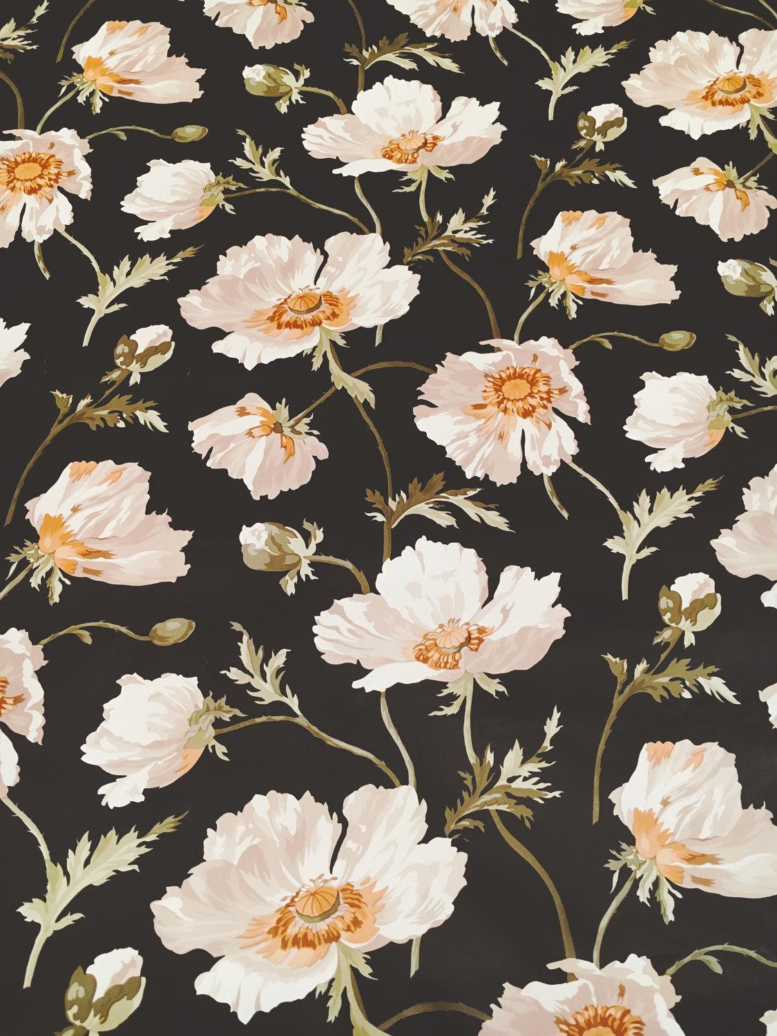 1125x1500 Motif Vintage Wallpaper Floral Black White Gold