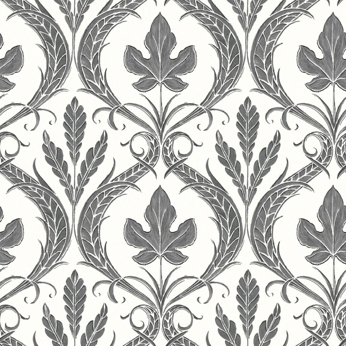 1200x1200 York Wallcoverings Damask Resource Library DM4926 Adirondack Damask Wallpaper Black White Savvy Decorator