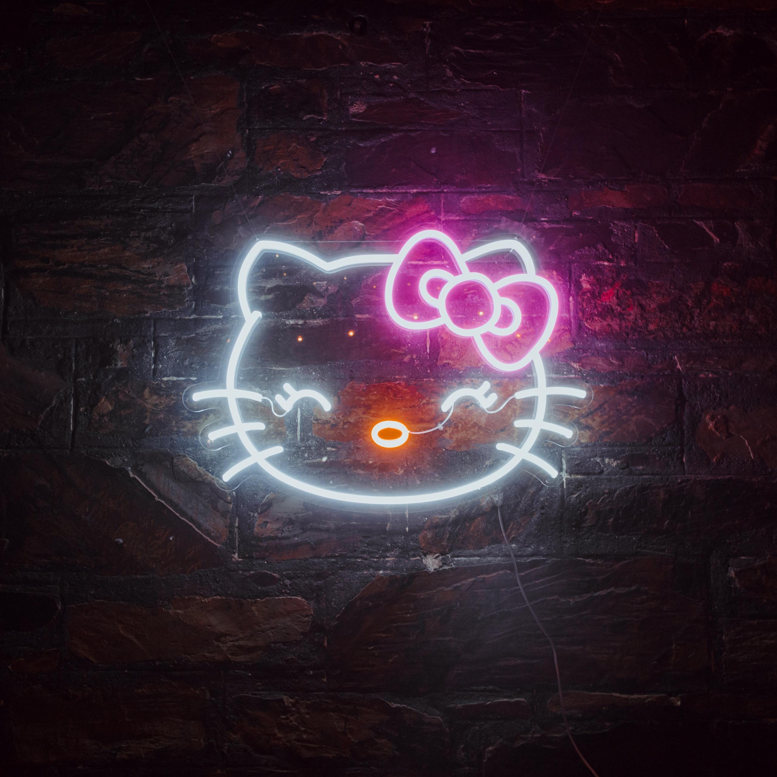2560x2560 Hello Kitty Wallpaper 4K, Neon sign, Cute, Photography