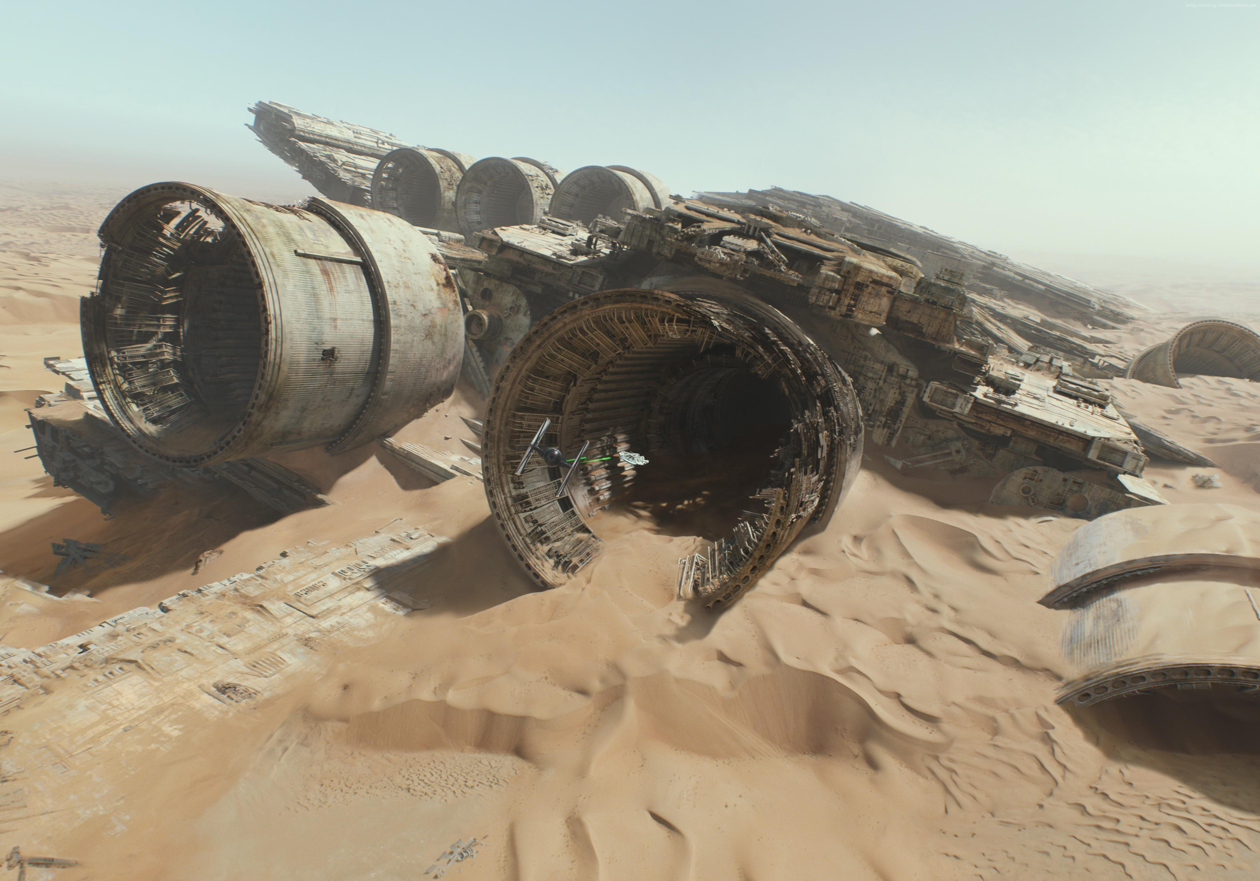 4096x2864 crash, Star Wars, desert, Star Wars: The Force Awakens, Star Destroyer Gallery HD Wallpaper
