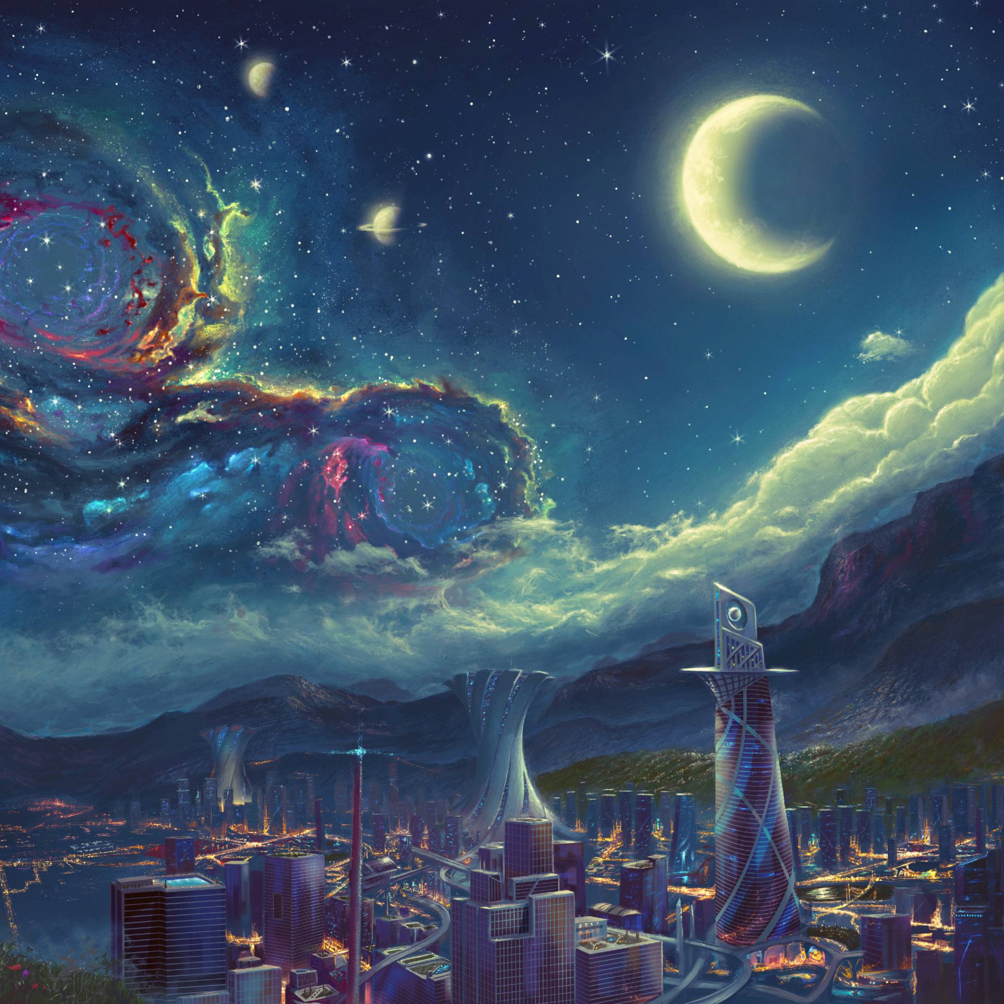 2048x2048 Moon Sci Fi Landscape 4k Digital Art iPad Air Wallpaper, HD Artist 4K Wallpaper, Image, Photo and Background