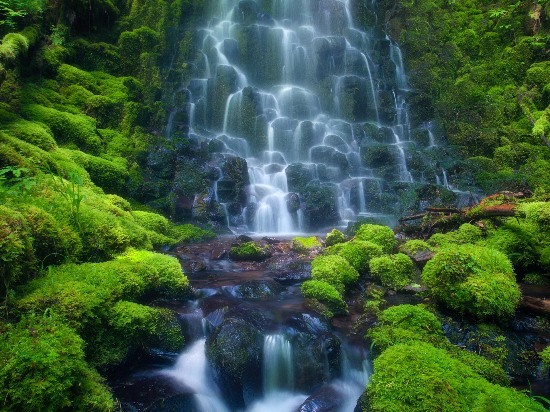 1920x1440 Cascade Waterfall Sensoria Rain Forest Costa Rica Mexico Rocks Green Moss HD Desktop Wallpaper 3840x2160 :