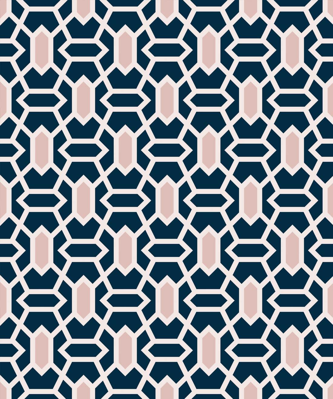 1100x1318 Marquis, A Bold Blue & Pink Geometric Wallpaper