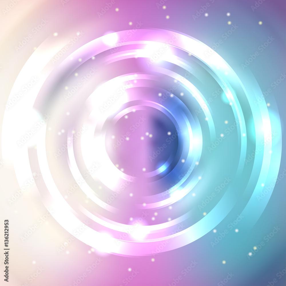 1000x1000 Abstract light background, Shining circle tunnel. Elegant modern geometric wallpaper. Vector illustration. Blue, white, pink colors. Stock Vector