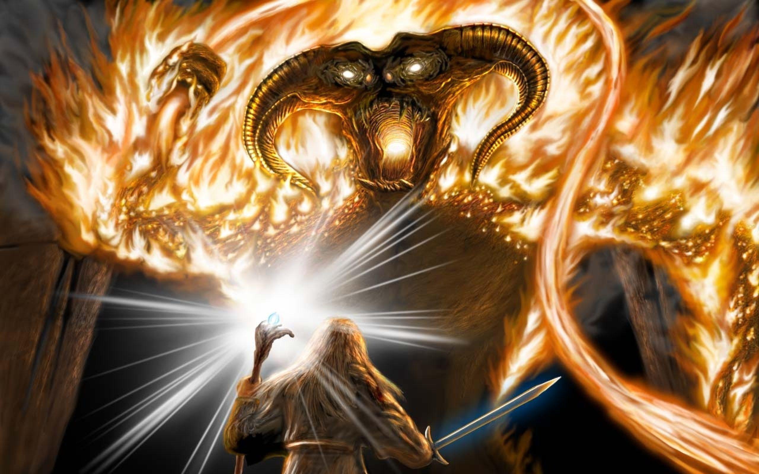2560x1600 Wallpaper The Lord of the Rings, Moria, Gandalf, Balrog Desktop