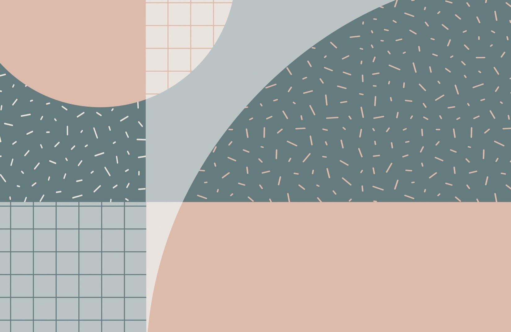 1650x1070 80's Pastel Blue & Pink Geometric Wallpaper Mural