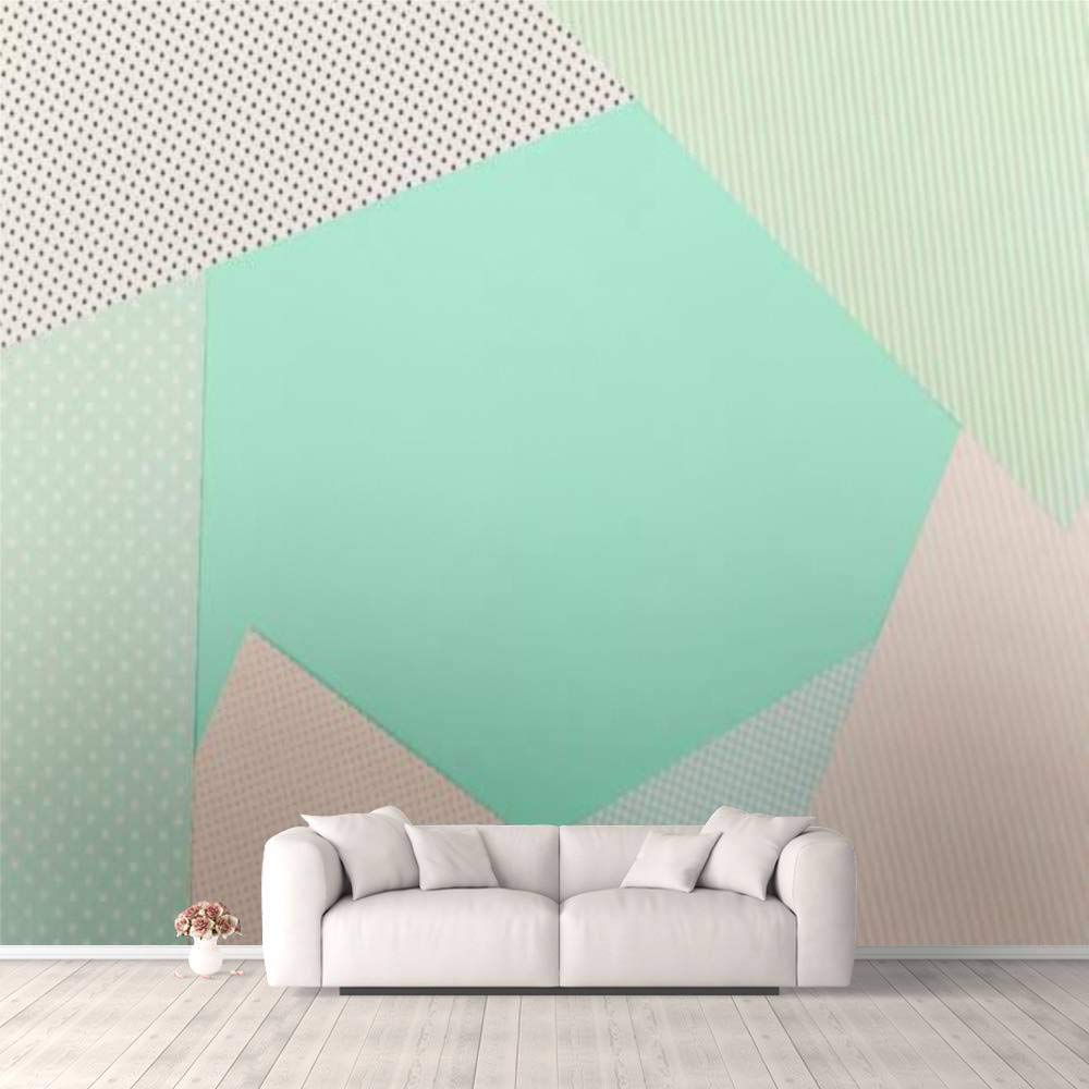 1000x1000 3D Wallpaper Mint Blue and Pink Pastel Color Paper Geometric Flat Lay Background Self Adhesive Bedroom Living Room Dormitory Decor Wall Mural Stick and Peel Background Wall Ceiling Wardrobe Sticker