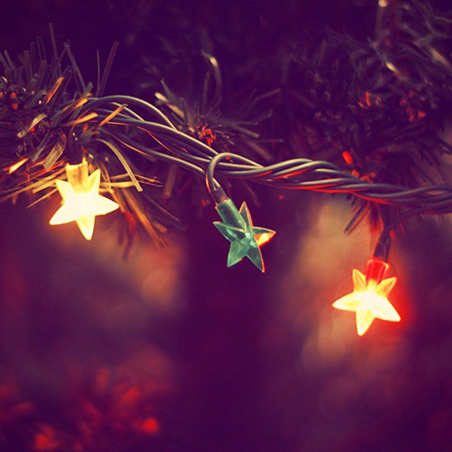 1440x1440 Hình nền ngôi sao ánh sáng trang trí cây thông Noel tuyệt đẹp.  1440x1440