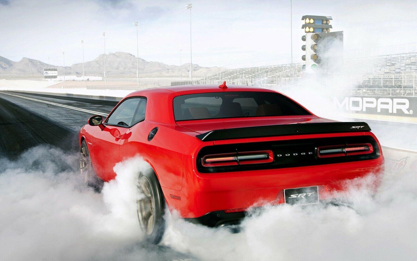 1600x1000 DODGE CHALLENGER SRT HELLCAT BURNOUT (REAR) POSTER 24 X 36 INCH SWEET!