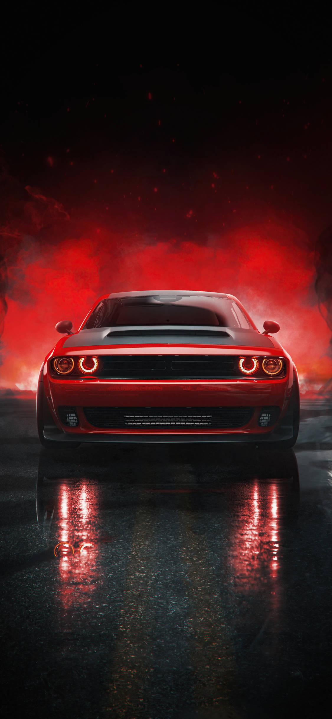 1125x2436 Download iPhone X Car 2018 Dodge Challenger Wallpaper