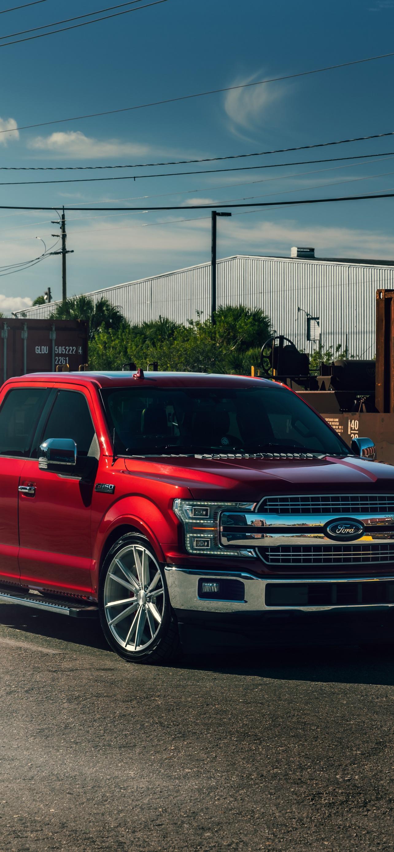 1284x2778 Ford F 150 Wallpaper 4K, Pickup Truck, Ruby Red, 5K