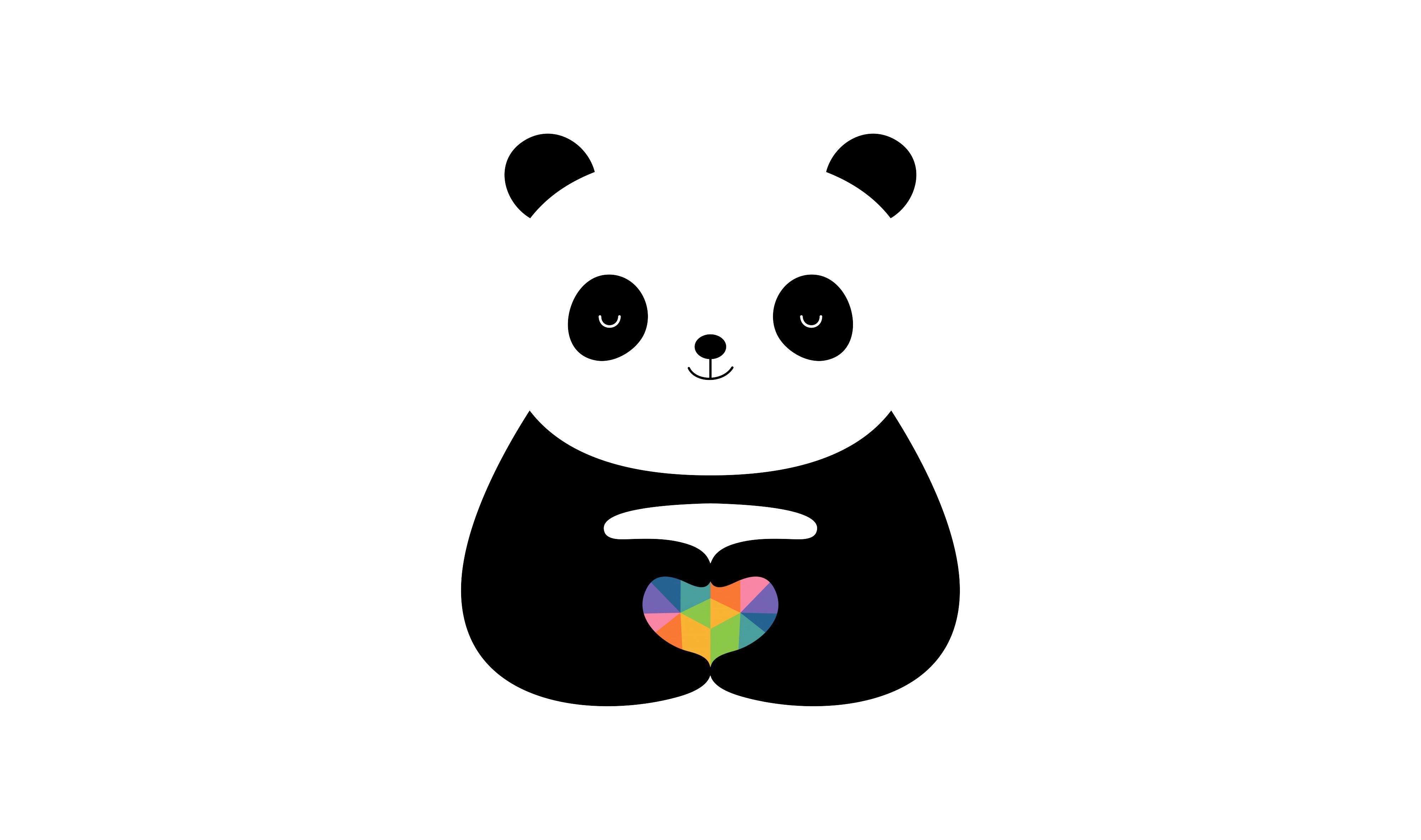 4000x2366 Cute panda Wallpaper 4K, Love heart, Cute