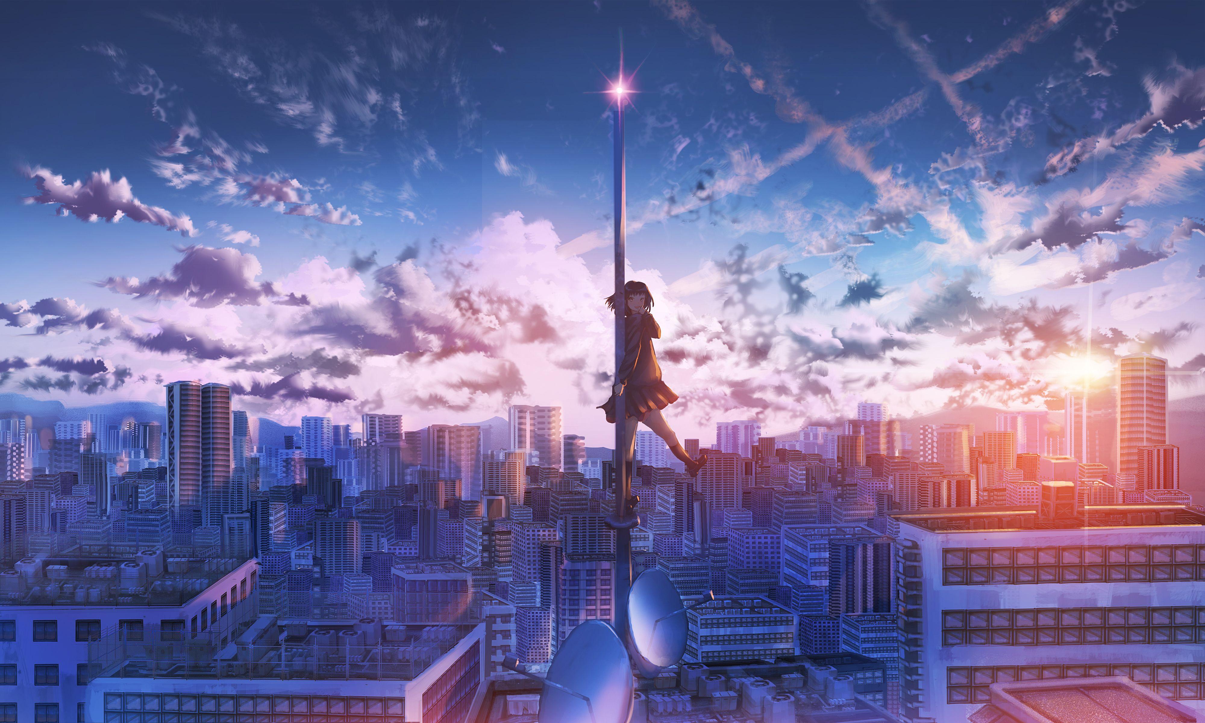 4000x2400 City Anime 4k Wallpaper