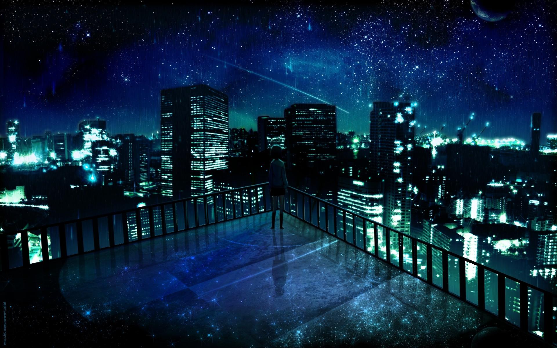 1920x1200 cityscape, Stars, Anime, Building Wallpaper HD / Desktop and Mobile Background