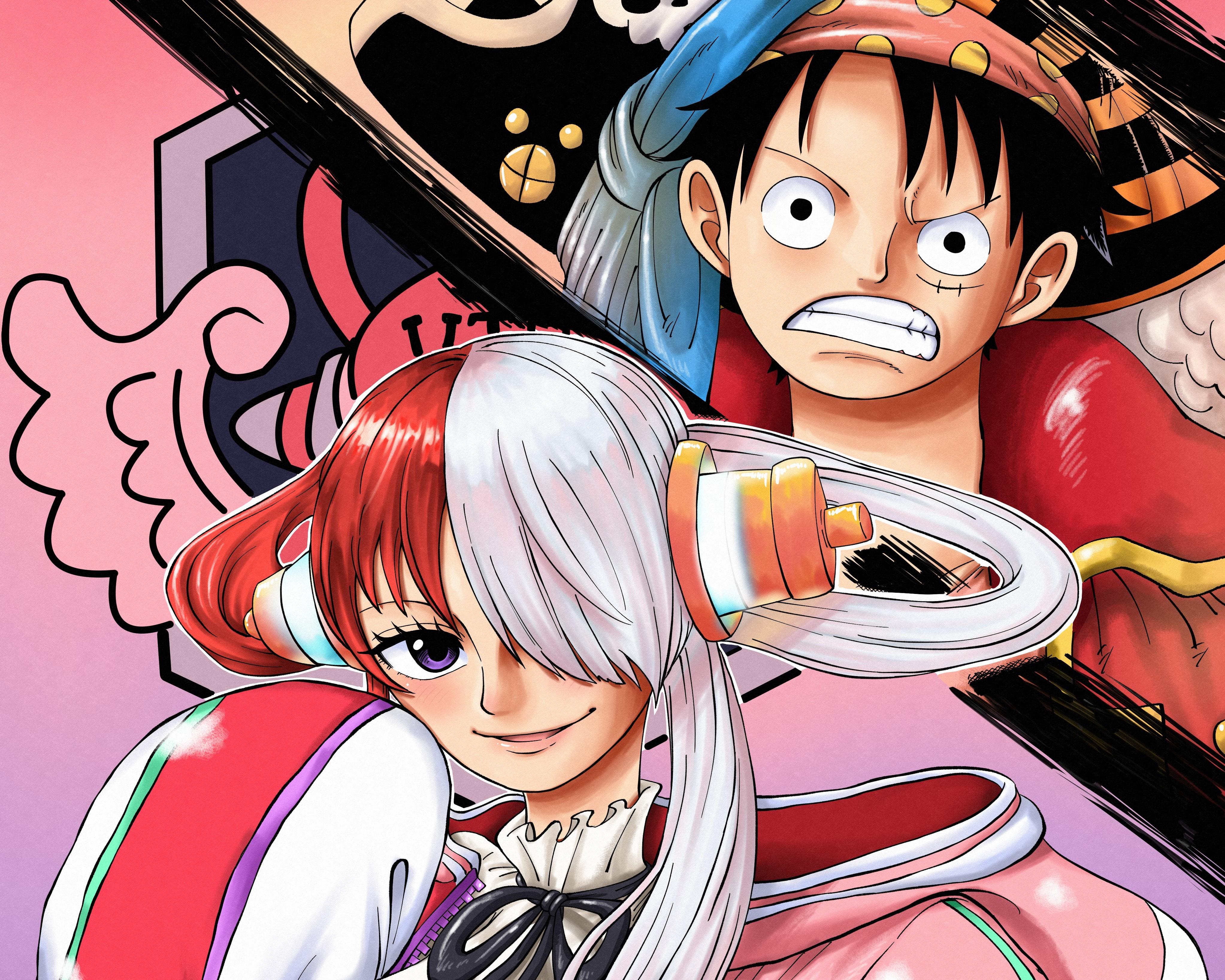 4090x3272 One Piece Film: Redby Riku, Monkey D. Luffy, Uta (One Piece) Gallery HD Wallpaper