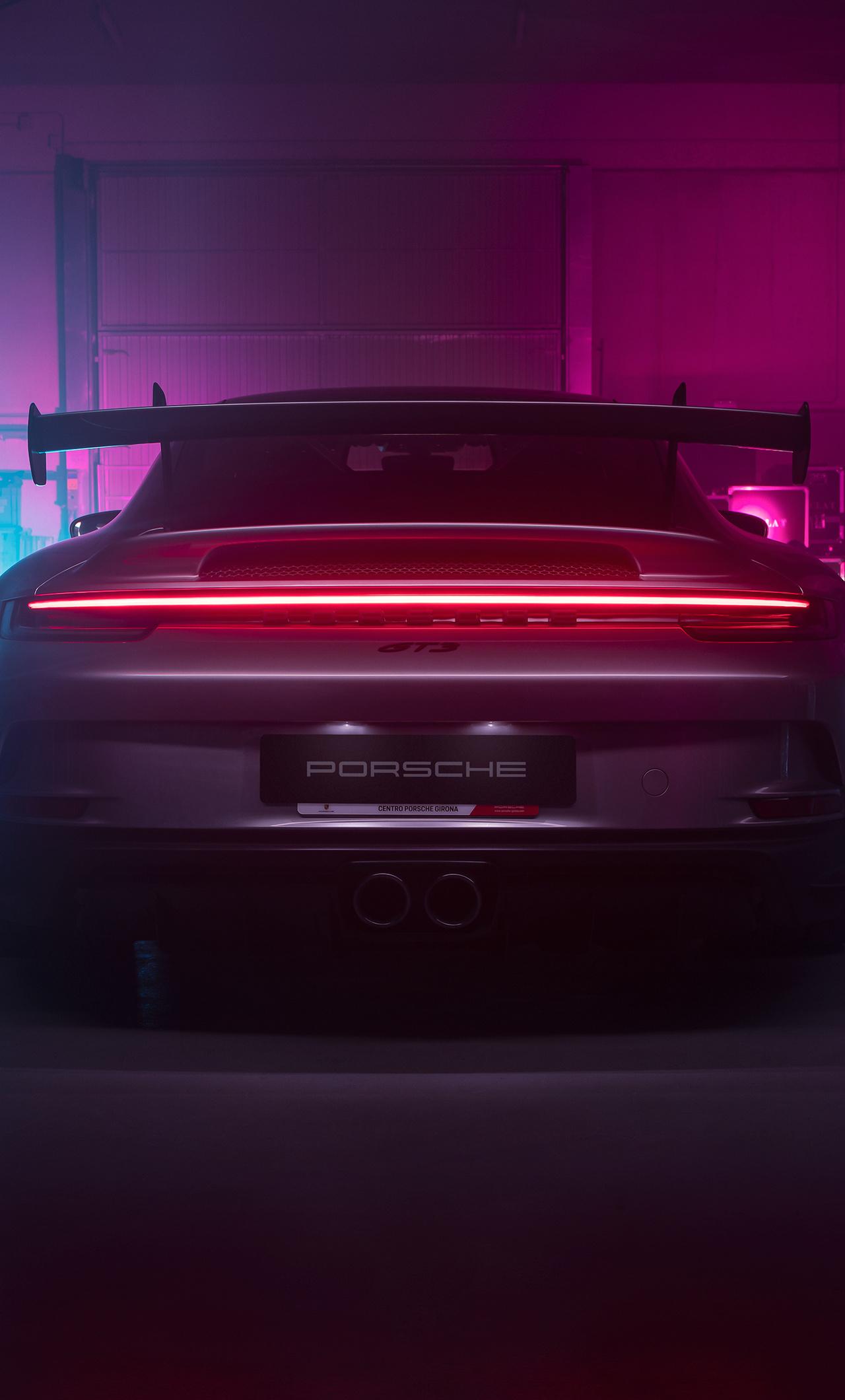 1280x2120 Cyberpunk Porsche 992 GT3 Rear iPhone HD 4k Wallpaper, Image, Background, Photo and Picture