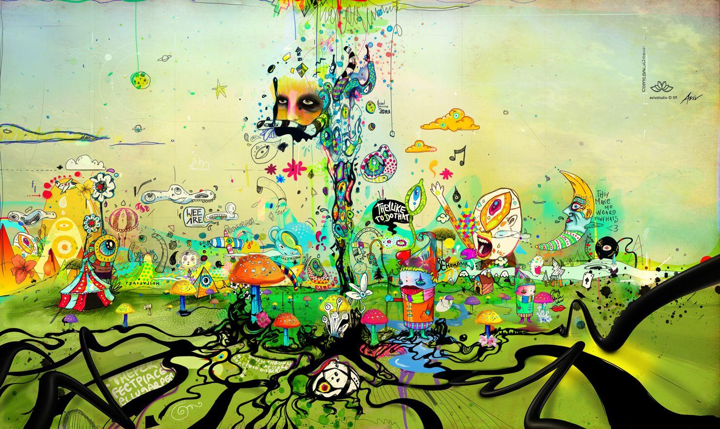 1486x886 Psychedelic Wallpaper