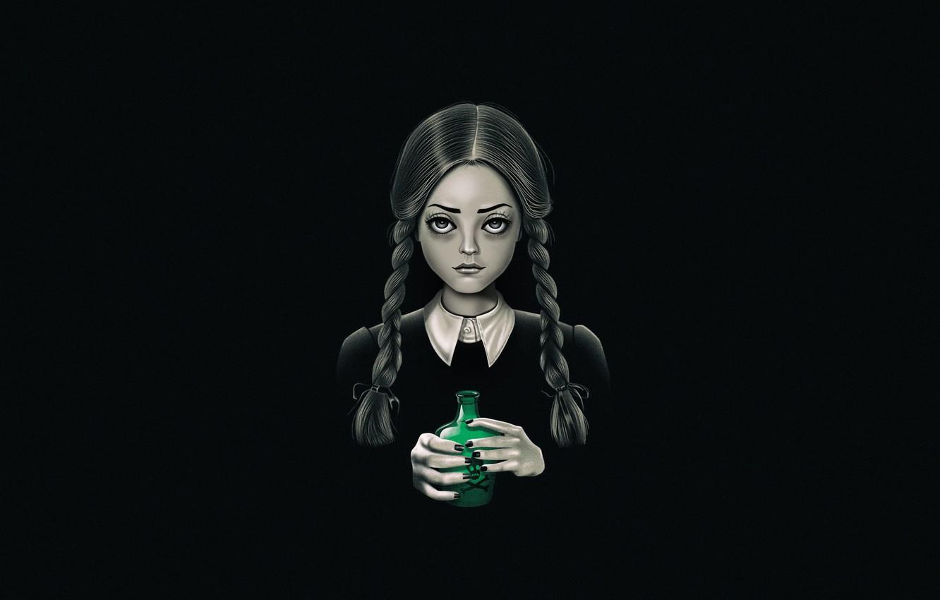 1332x850 Wallpaper Minimalism, Figure, Art, Addams, Wednesday Addams, The Addams Family, Addams, by Vincenttrinidad, Vincenttrinidad, by Vincent Trinidad, Vincent Trinidad, It's Wednesday Addams, Death Bores Me, Wensday Addams image for desktop, section