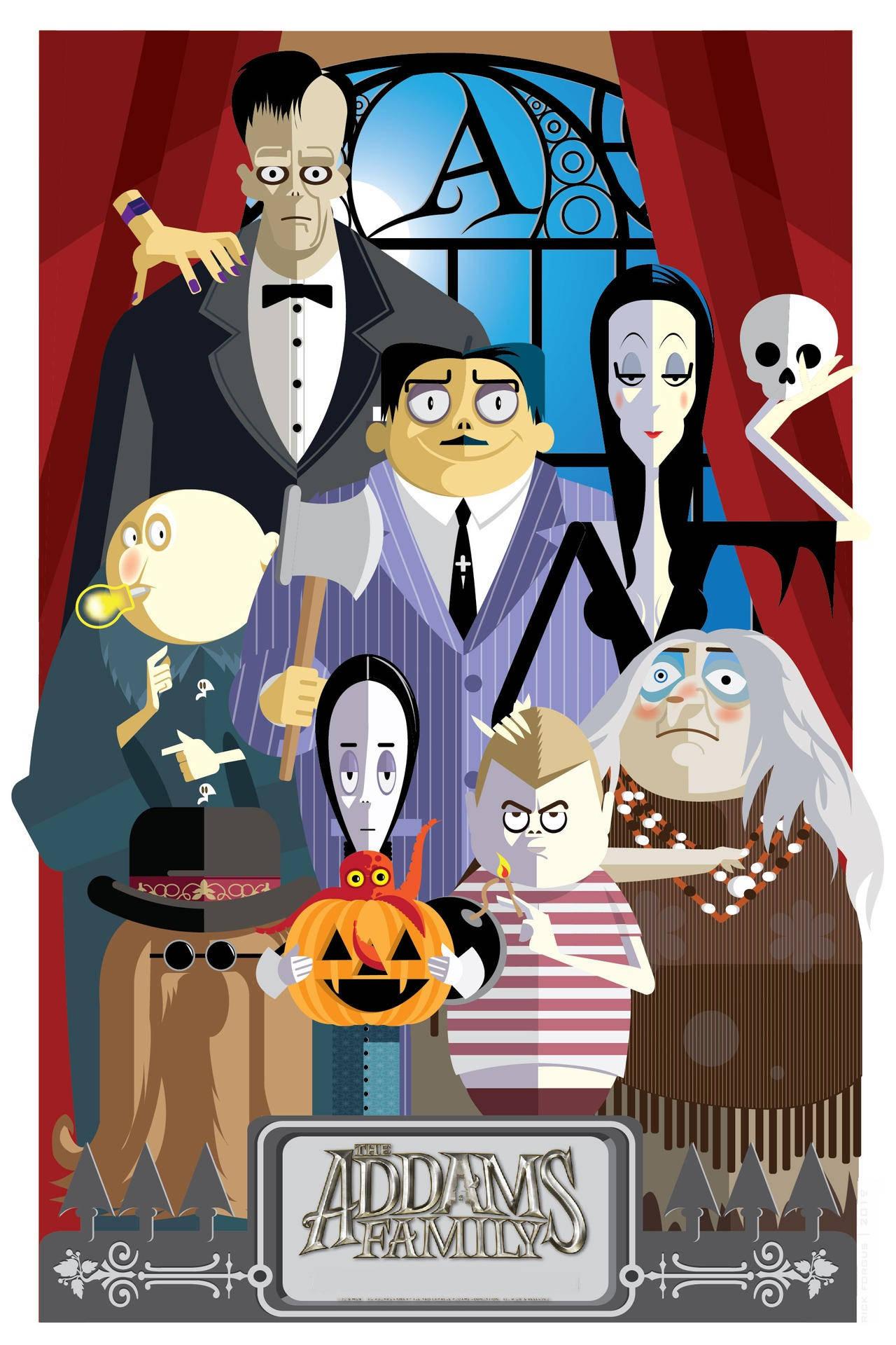 1280x1920 Download The Addams Family Colorful Art Wallpaper