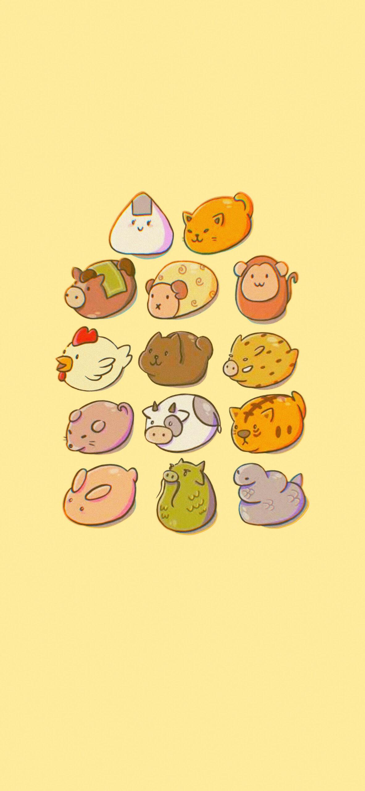 1183x2560 Fruits Basket Cute Zodiac Animals Wallpaper