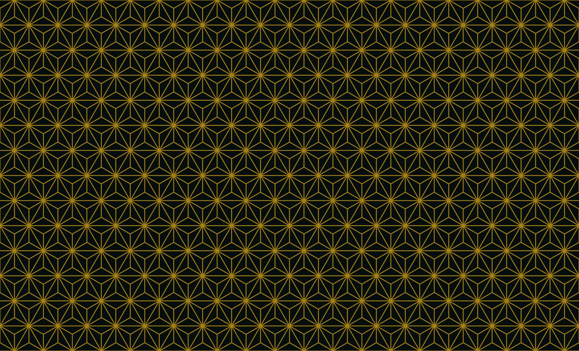 1920x1164 Asanoha Hemp Leaves Pattern, traditional Japanese motif, archetypal design in the Heian Period. Geometric line art background. Simple luxury vintage seamless pattern backdrop, in black and gold