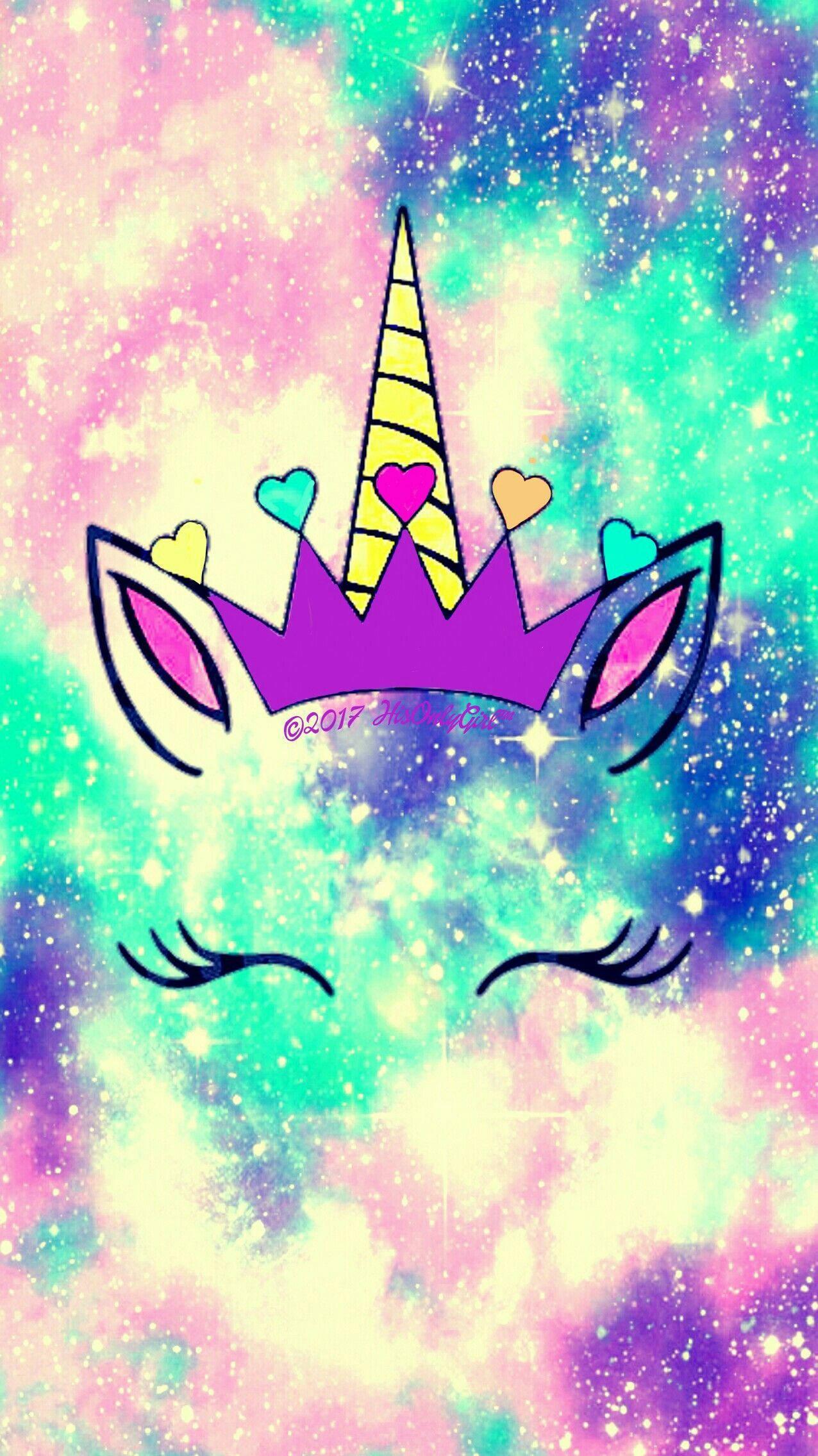 1276x2271 Download Cute Galaxy Unicorn Girl Eyes Wallpaper