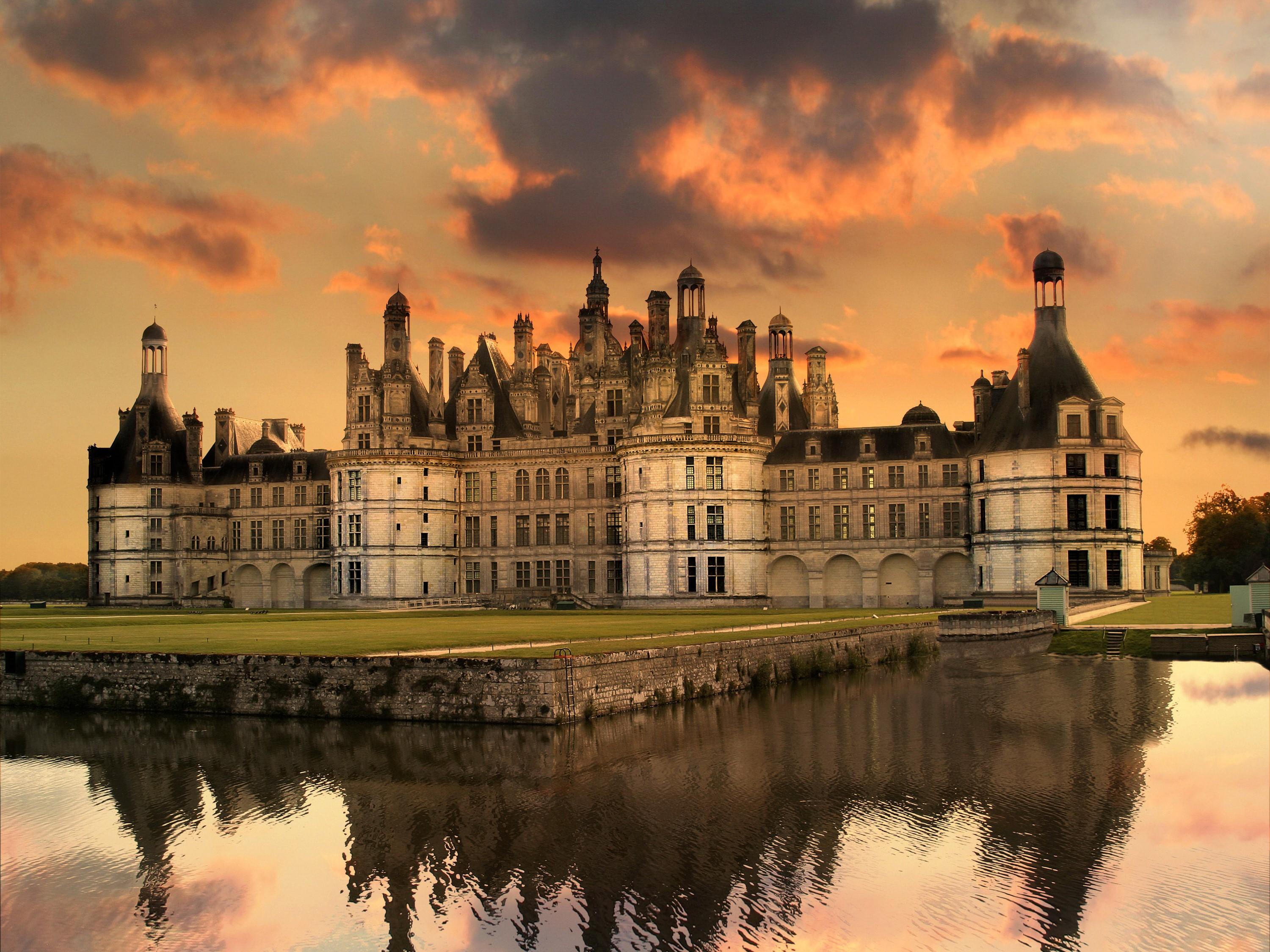 3000x2250 Chambord, France, Castles, Pond, Sky, Clouds Gallery HD Wallpaper
