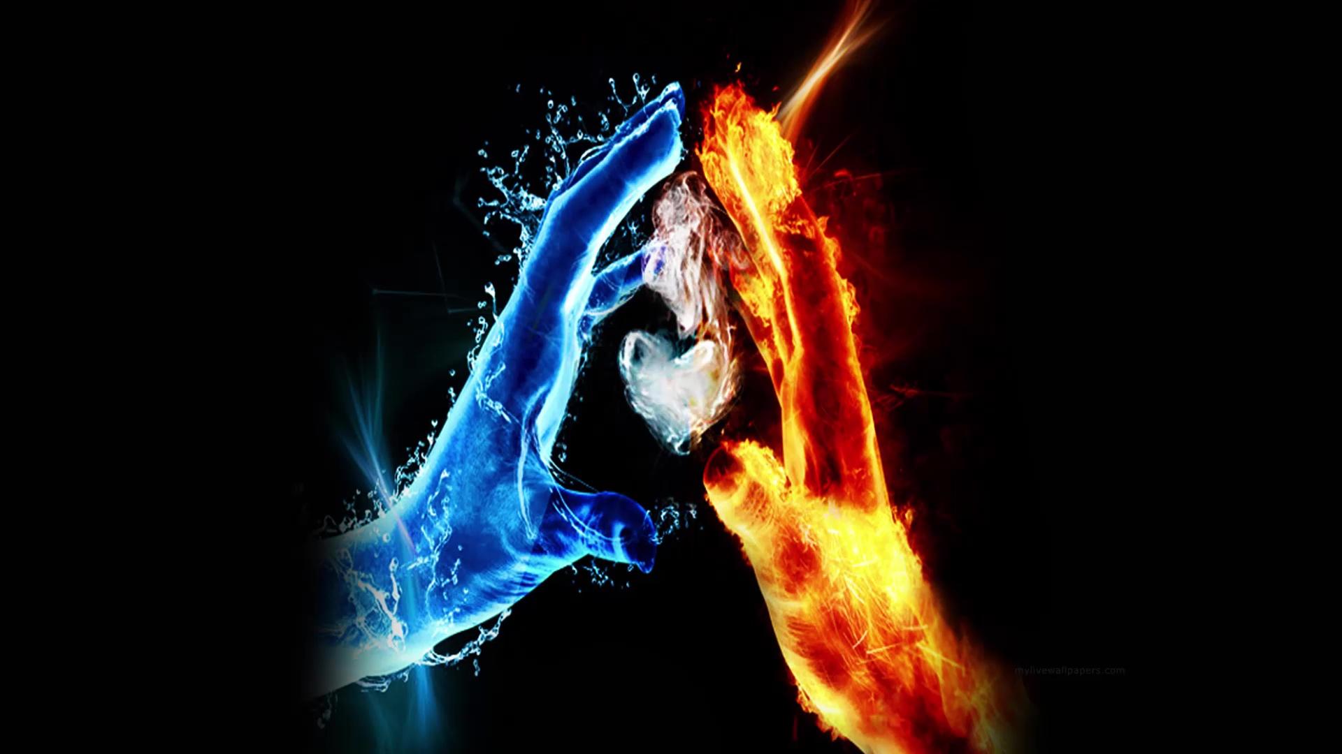 1920x1080 Water And Fire Hands Live Wallpaper