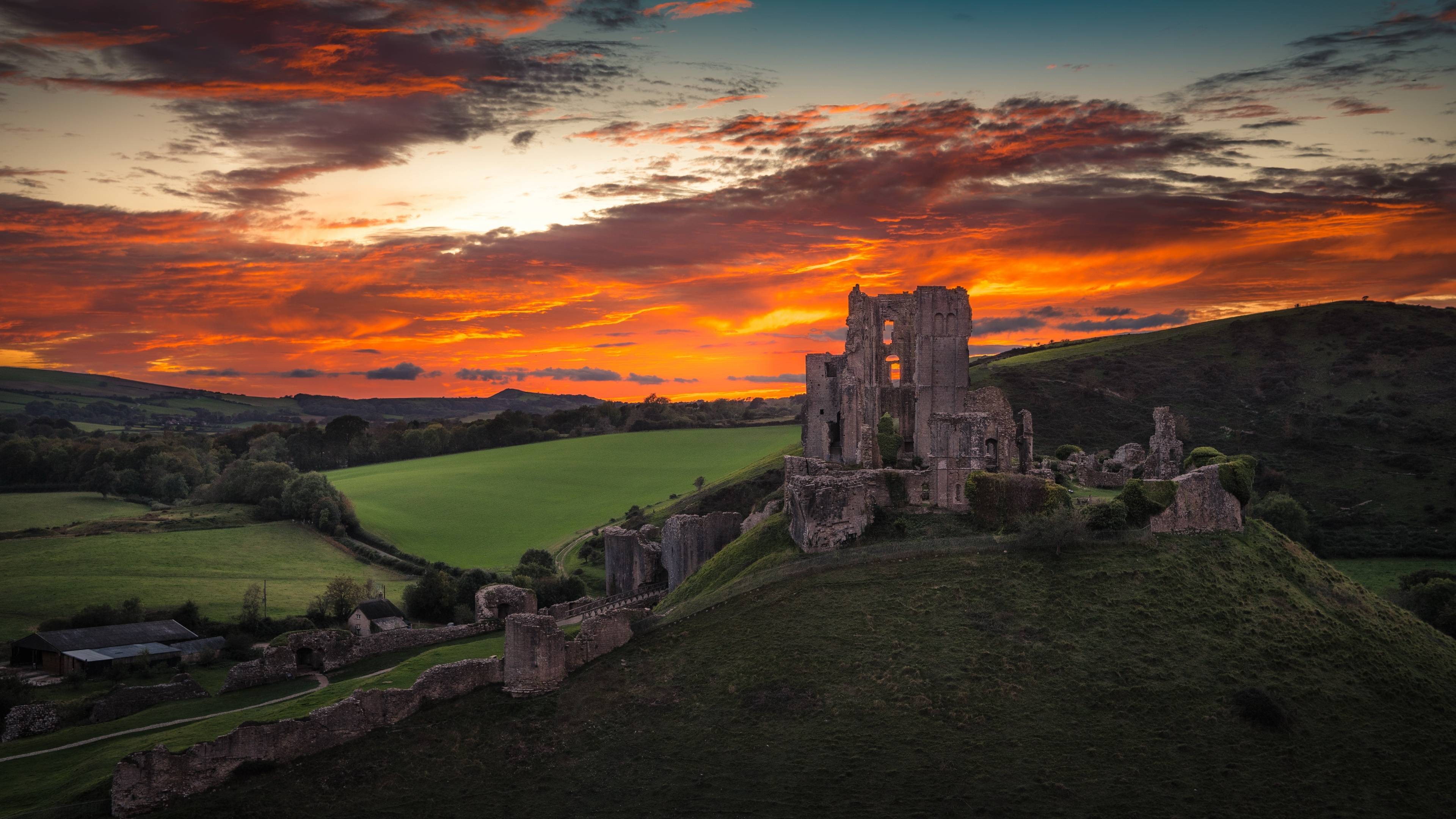 3840x2160 Corfe Castle England Wallpaper, HD Nature 4K Wallpaper, Image, Photo and Background