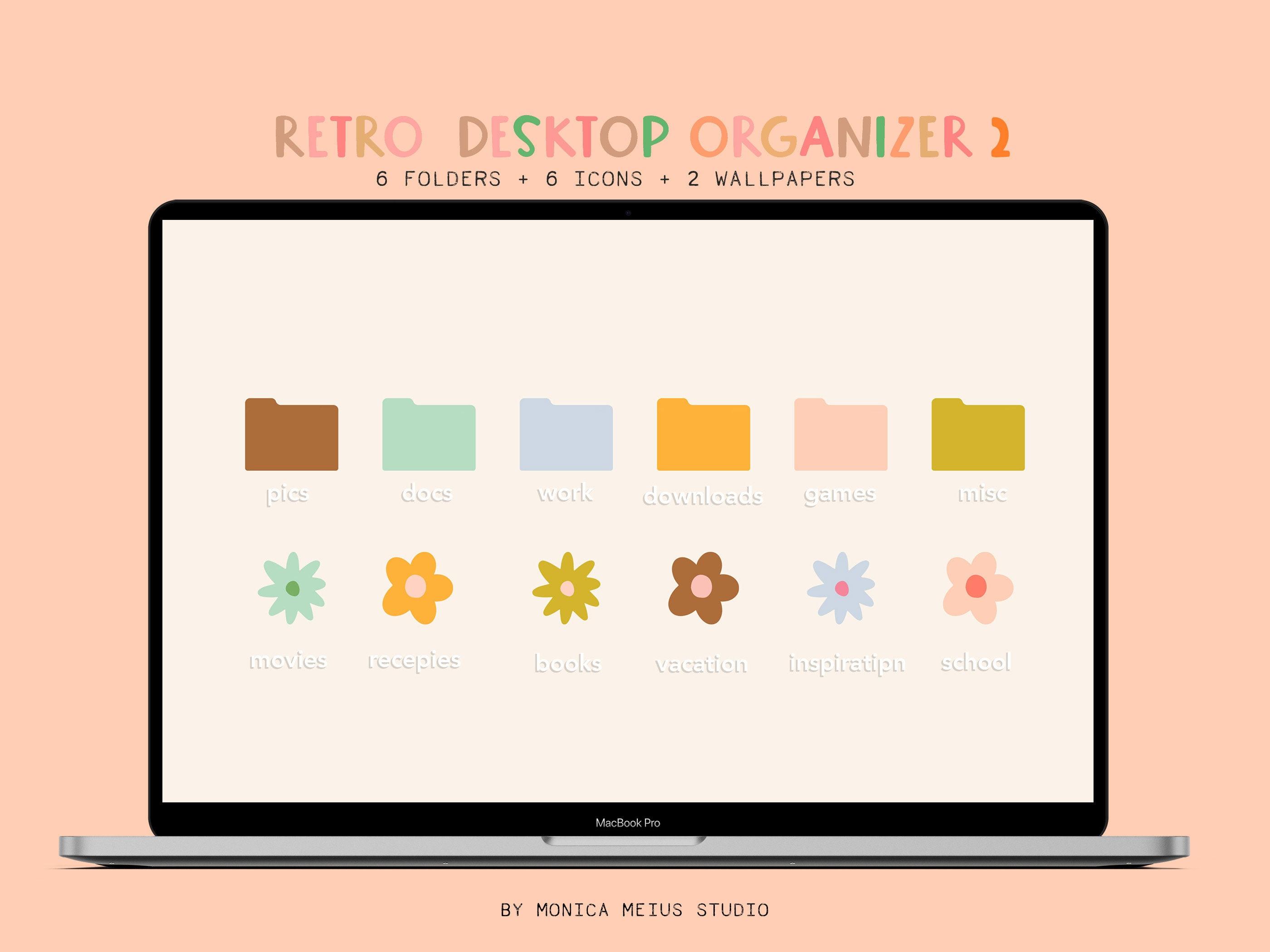 2800x2100 Retro Floral Desktop Icon Set Vintage Groovy Computer