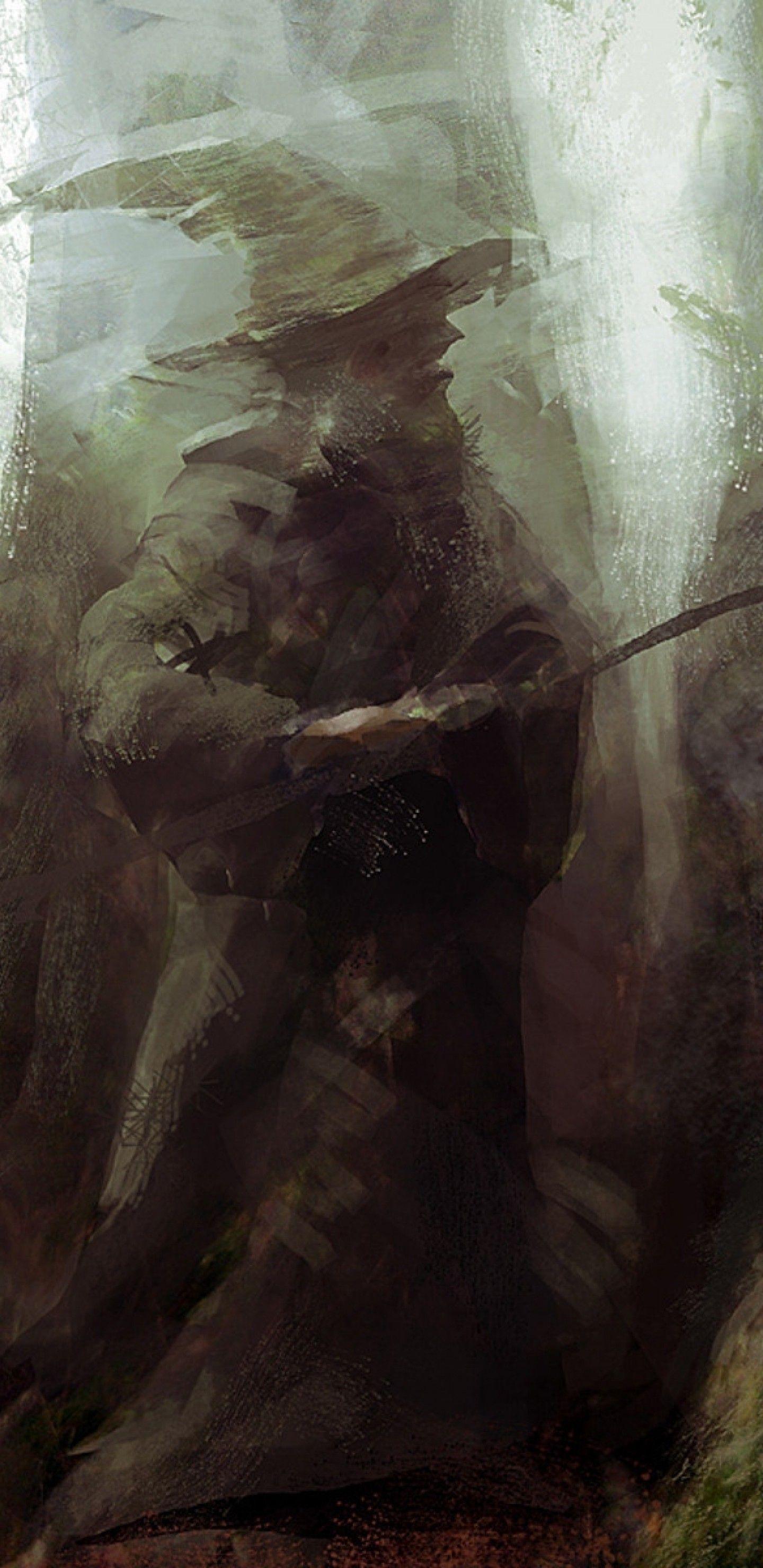 1440x2960 Download 1440x2960 Gandalf, The Lord Of The Rings, Painting, Trees