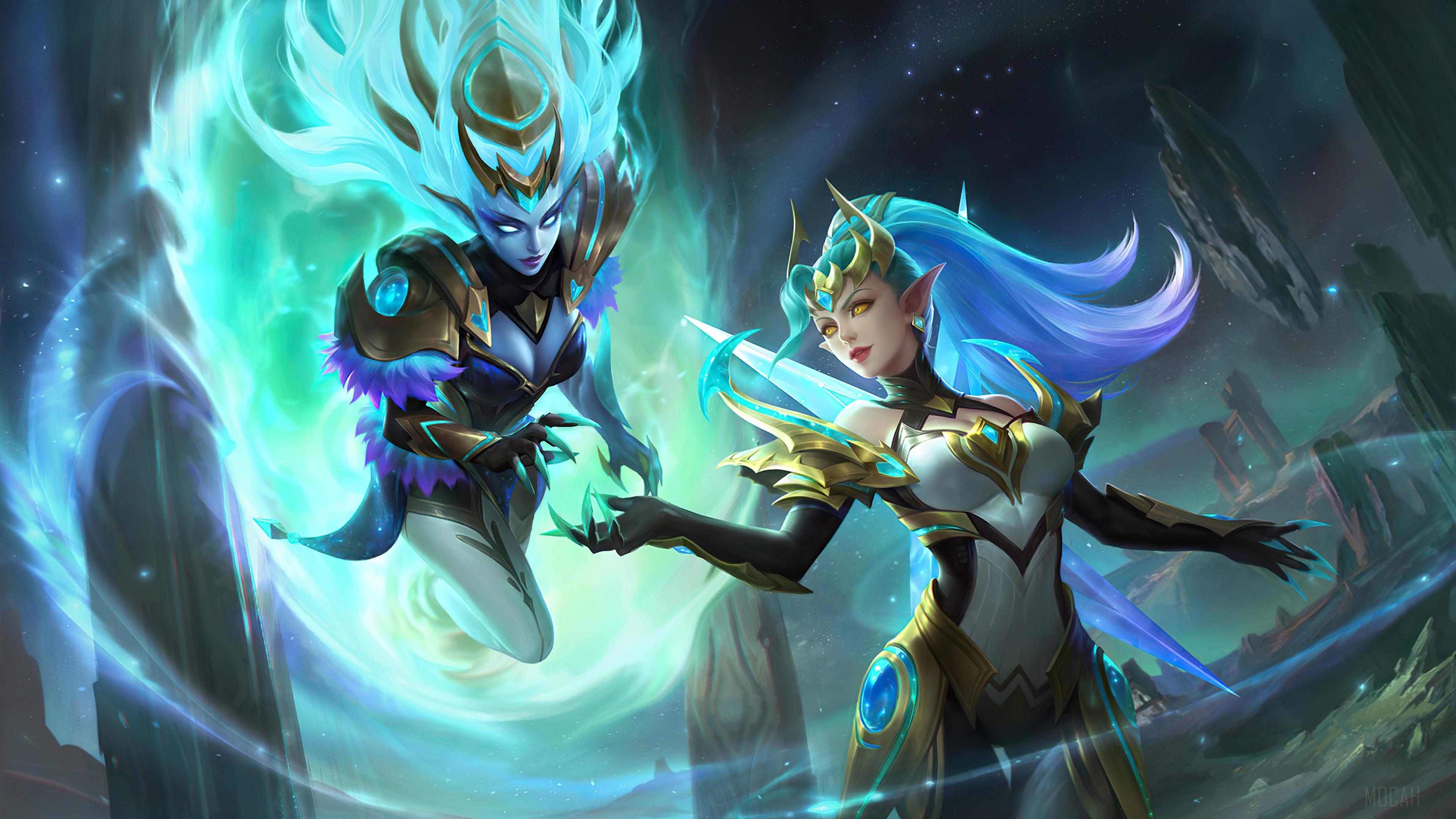 3840x2160 Selena, Karina, Gemini, Zodiac, Skin, Mobile Legends Bang Bang, ML, MLBB, Video Game 4k Gallery HD Wallpaper