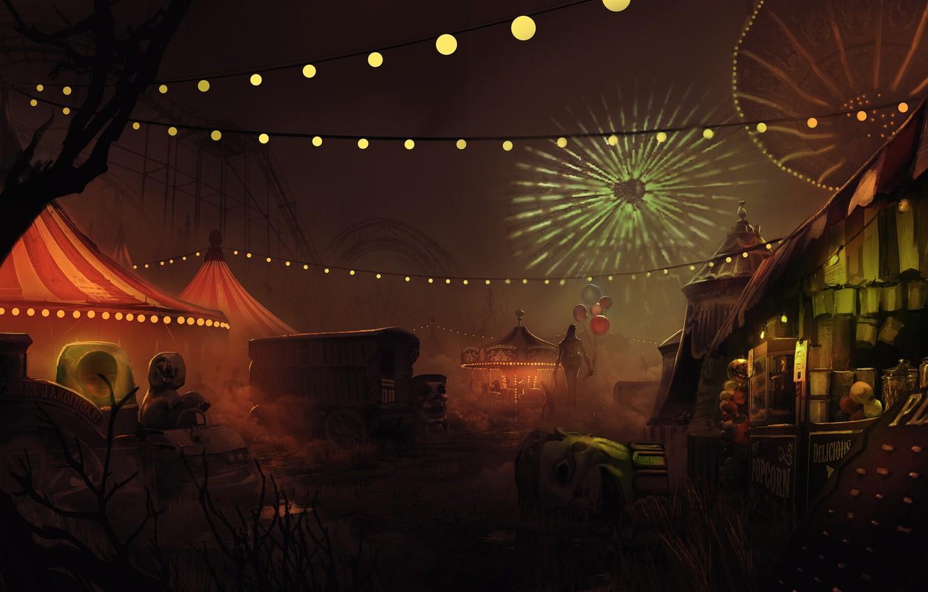 1332x850 Creepy Carnival Wallpaper