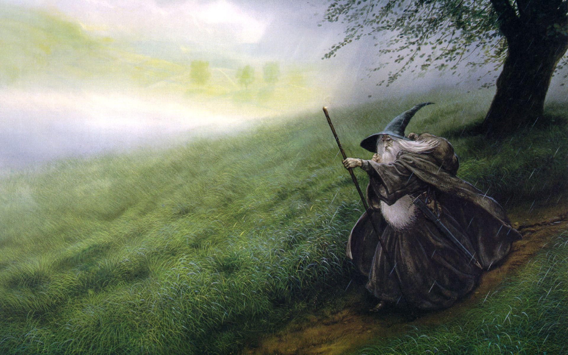 1920x1200 Gandalf, The Lord of the Rings, The Hobbit, John Howe, The Shire
